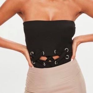 Misguided black strapless bodysuit